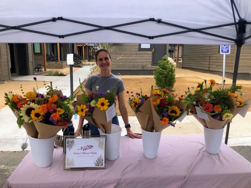 Selling flowers at the flower stand
